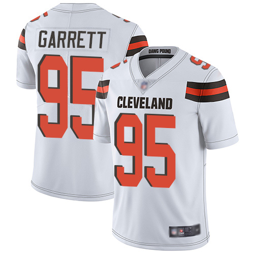 Cleveland Browns Myles Garrett Men White Limited Jersey 95 NFL Football Road Vapor Untouchable